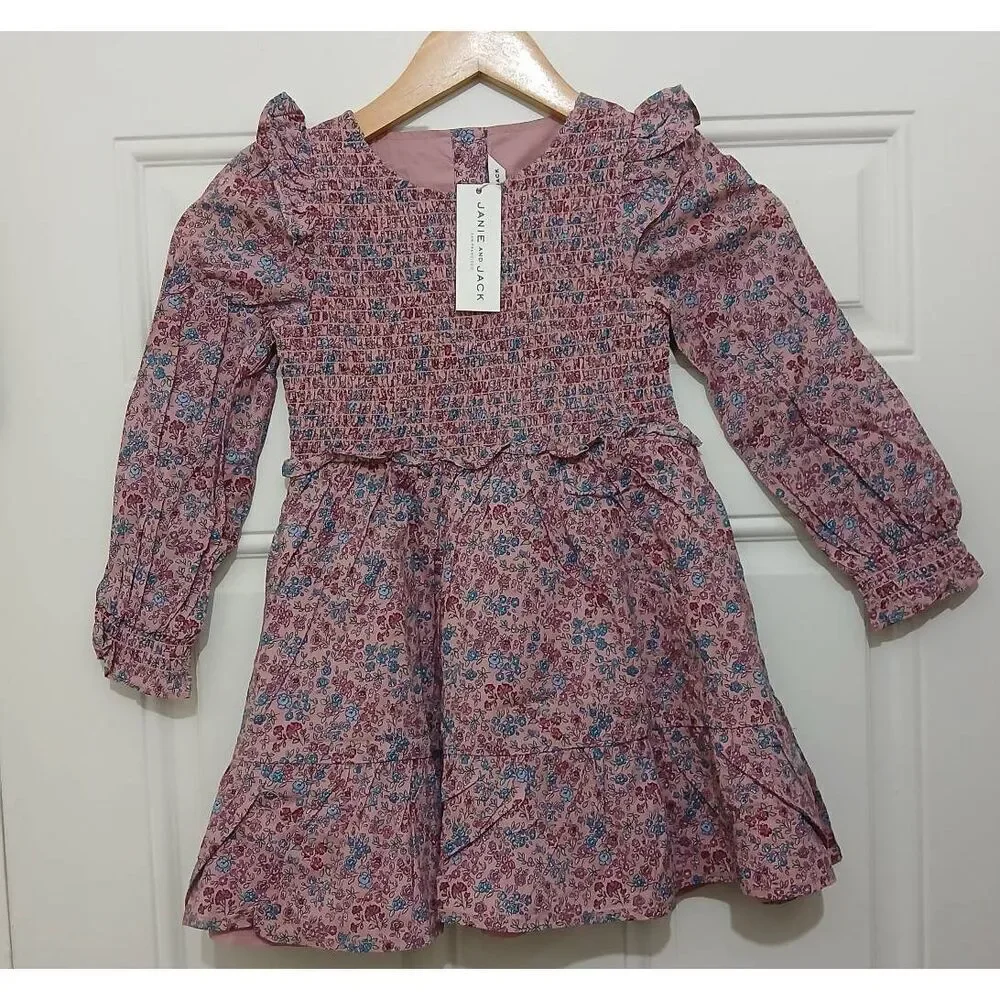 Janie and jack girls size 5ditsy floral peasant dress mauve purple floral